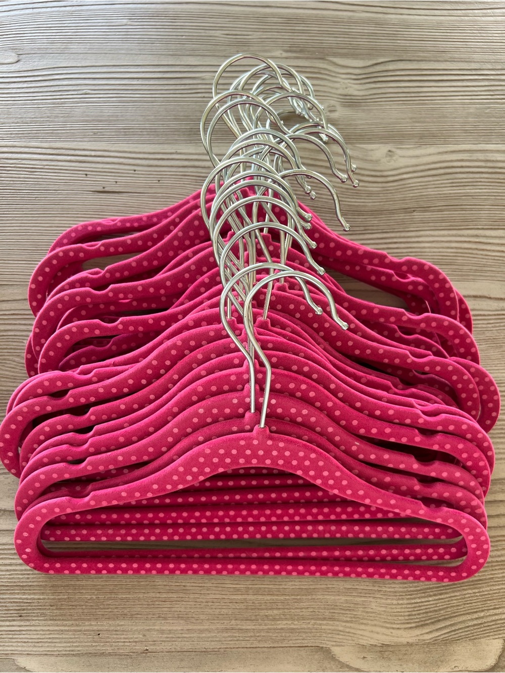 Baby Pink Velvet Polka Dot Clothes Hangers - Set of 25